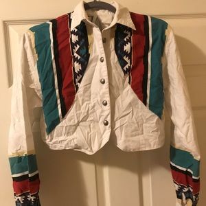 Vintage wrangler long sleeved western crop top